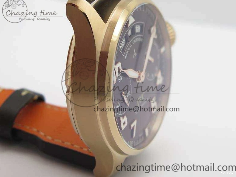 MIROTIME 1221 Popular Big Pilot Real PR IW502706 RG YLF 1:1 Best Edition Brown Dial On Calfskin Strap A 7223